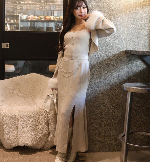  「スリット入りニットスカート」|スカート|