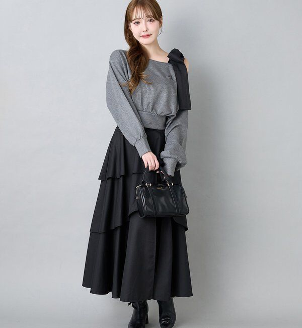  「スリットティアードロングスカート／後ろレースアップ」|スカート|