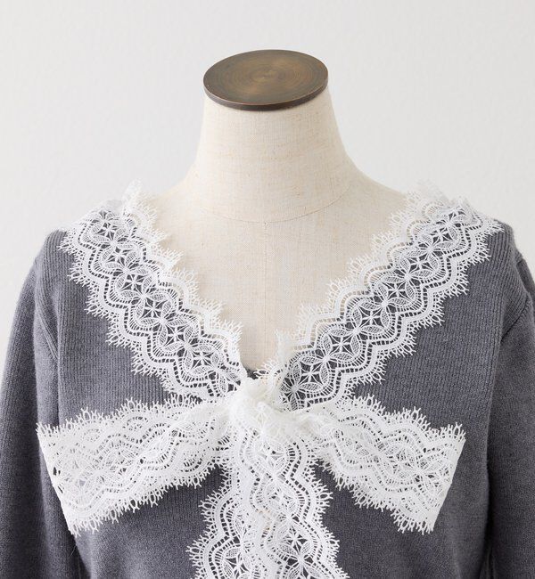  「レースボウタイニットセットアップ」|ワンピース|