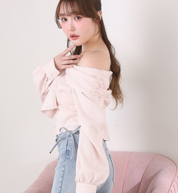  「サイドカットレース美脚ビジューデニム」|その他|