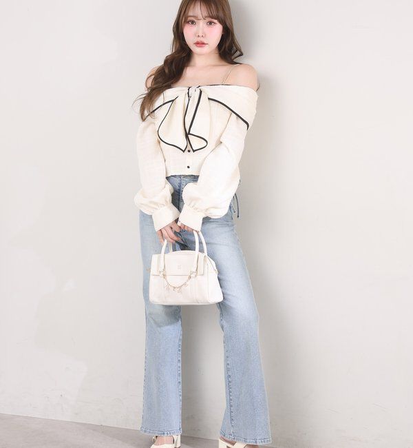  「サイドカットレース美脚ビジューデニム」|その他|