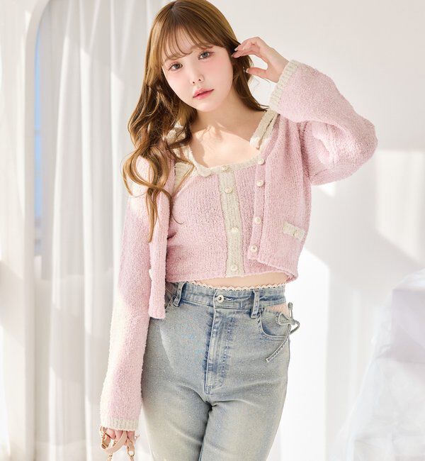  「サイドカットレース美脚ビジューデニム」|その他|