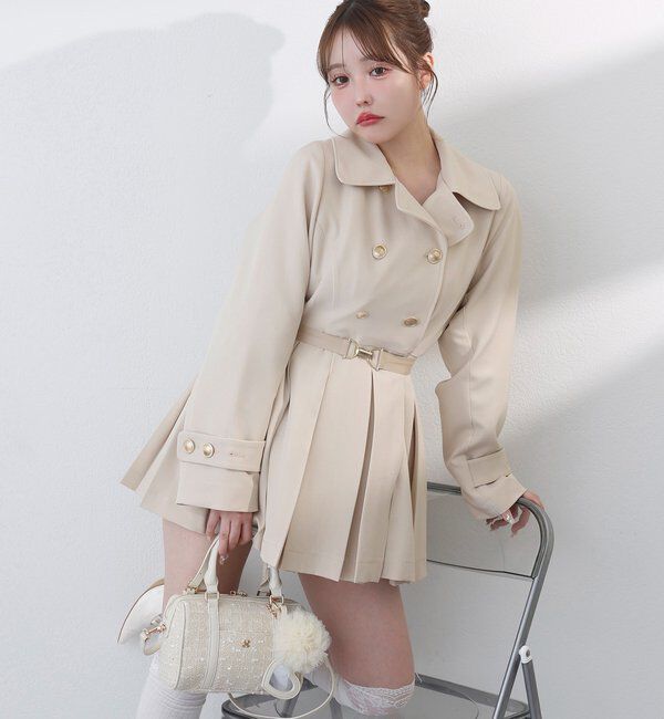  「ウエストベルトプリーツミニトレンチ」|その他|アイボリー