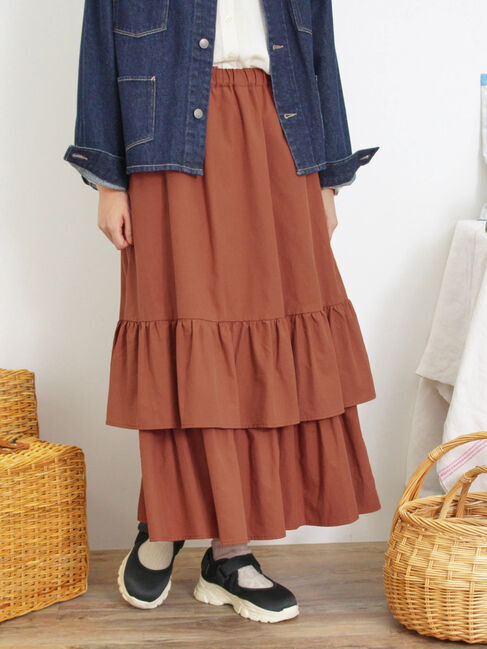 Samansa Mos2「柄アソート裾重ねスカート」|スカート|オレンジ