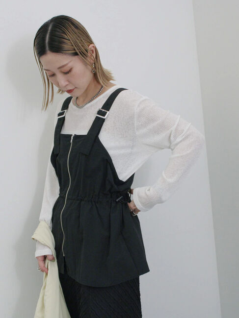 Samansa Mos2 blue「フロントジップドロストビスチェ」|シャツ・ブラウス|