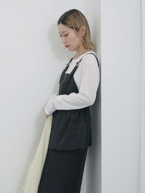 Samansa Mos2 blue「フロントジップドロストビスチェ」|シャツ・ブラウス|