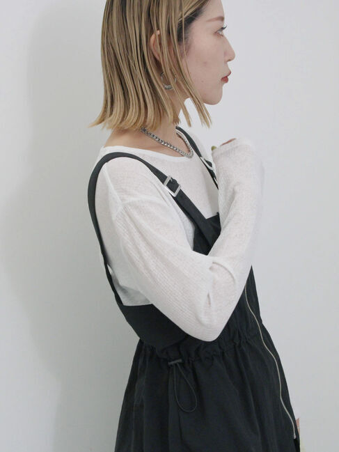 Samansa Mos2 blue「フロントジップドロストビスチェ」|シャツ・ブラウス|