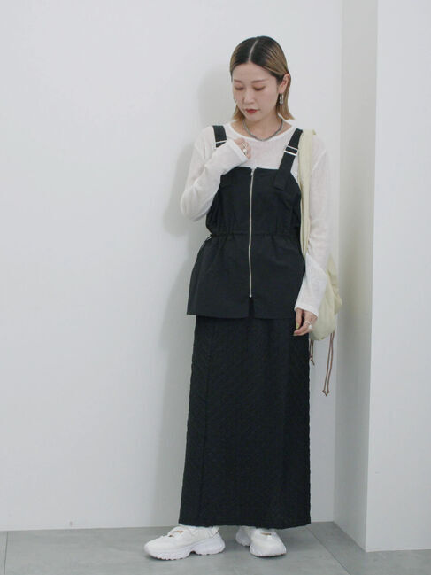 Samansa Mos2 blue「フロントジップドロストビスチェ」|シャツ・ブラウス|