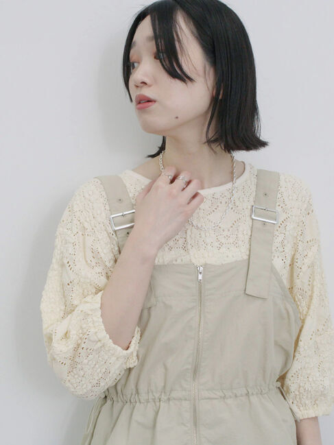 Samansa Mos2 blue「フロントジップドロストビスチェ」|シャツ・ブラウス|