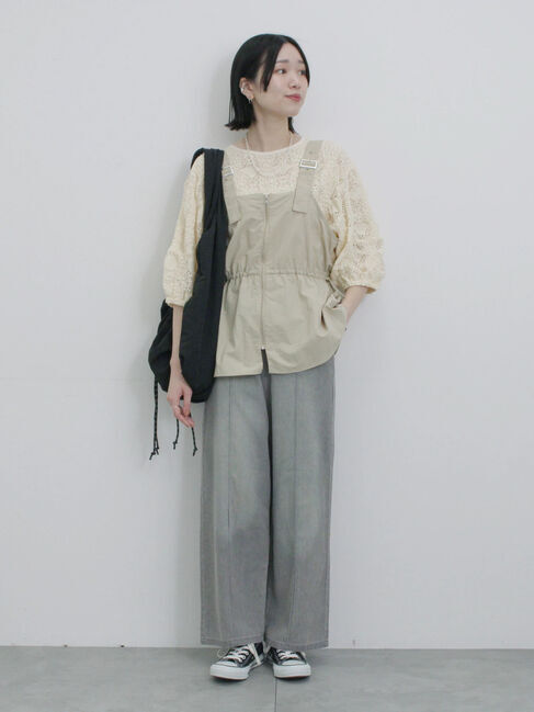 Samansa Mos2 blue「フロントジップドロストビスチェ」|シャツ・ブラウス|