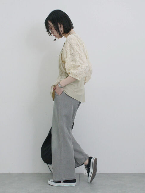 Samansa Mos2 blue「フロントジップドロストビスチェ」|シャツ・ブラウス|