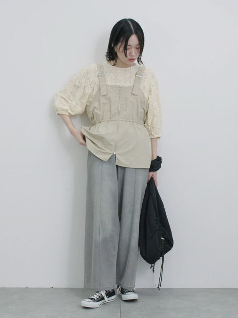 Samansa Mos2 blue「フロントジップドロストビスチェ」|シャツ・ブラウス|