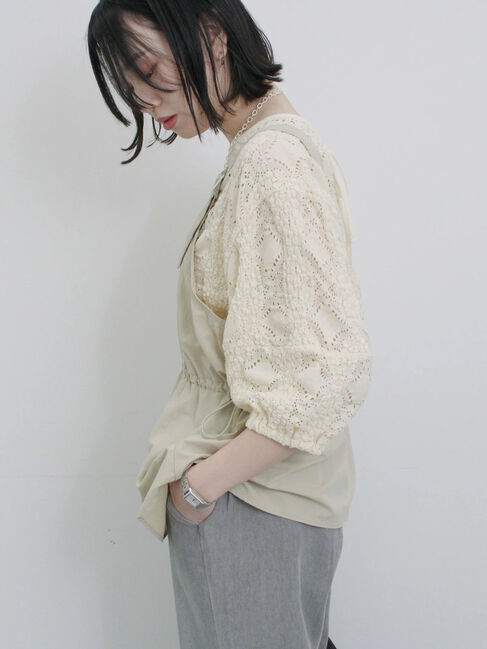 Samansa Mos2 blue「フロントジップドロストビスチェ」|シャツ・ブラウス|