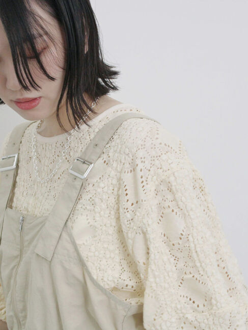 Samansa Mos2 blue「フロントジップドロストビスチェ」|シャツ・ブラウス|