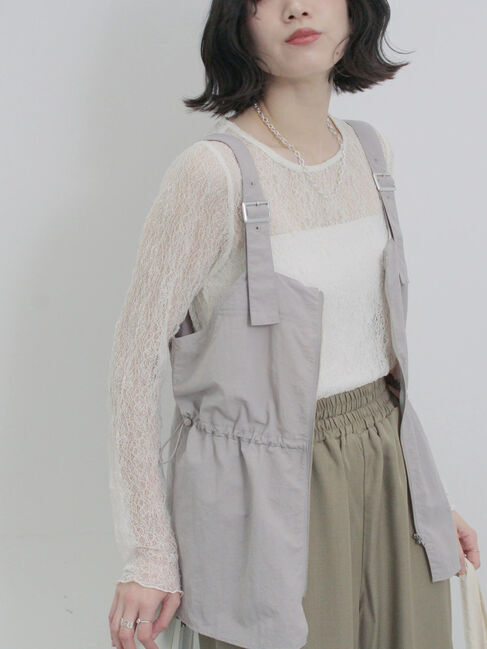 Samansa Mos2 blue「フロントジップドロストビスチェ」|シャツ・ブラウス|