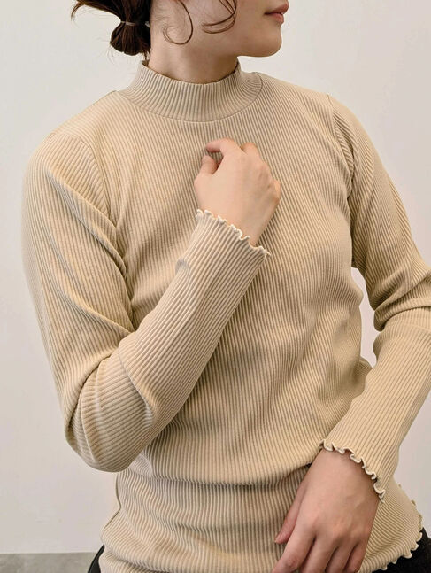 Samansa Mos2「リブハイネックインナー」|Tシャツ・カットソー|ベージュ