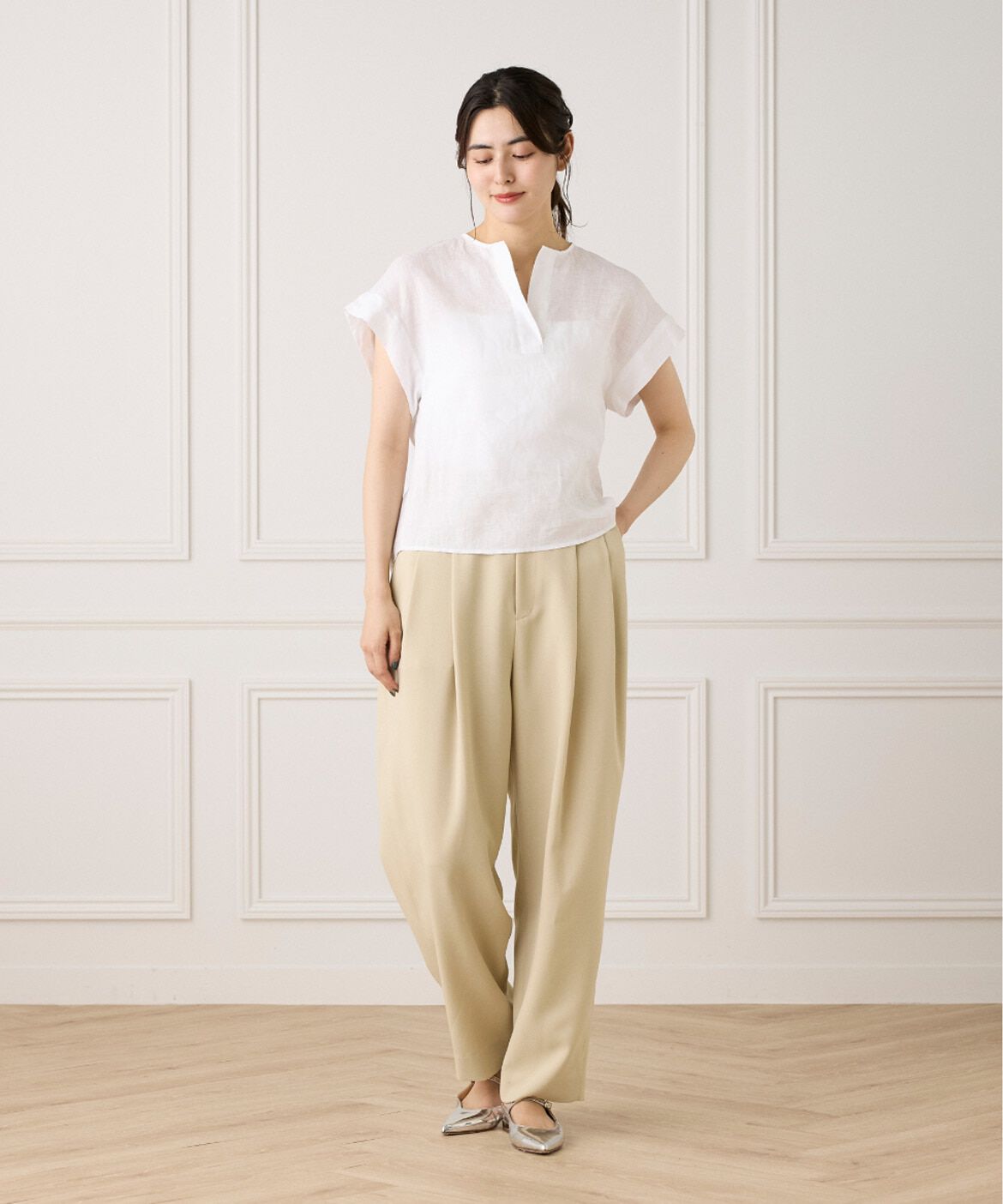 INED「リネンスキッパーブラウス」|シャツ・ブラウス|