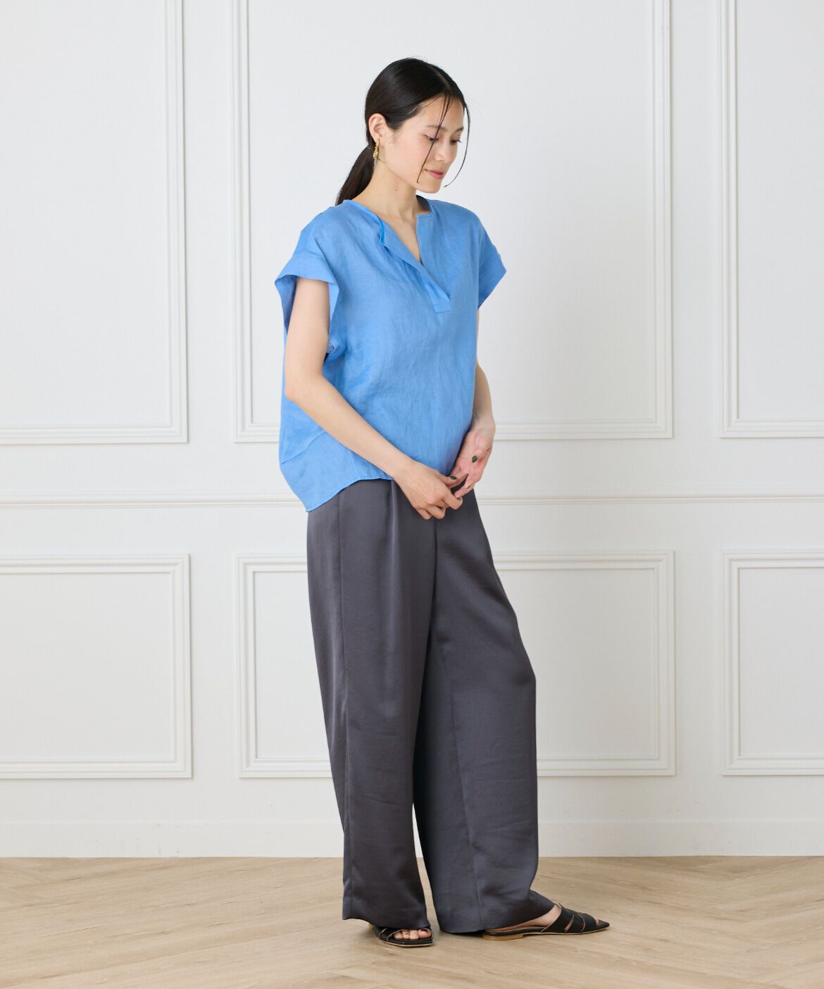 INED「リネンスキッパーブラウス」|シャツ・ブラウス|