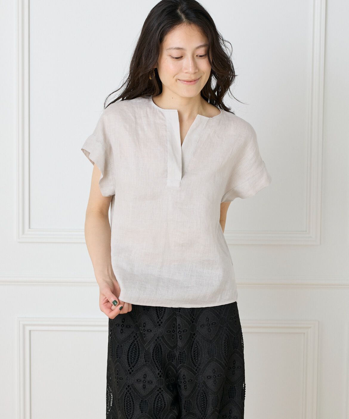INED「リネンスキッパーブラウス」|シャツ・ブラウス|