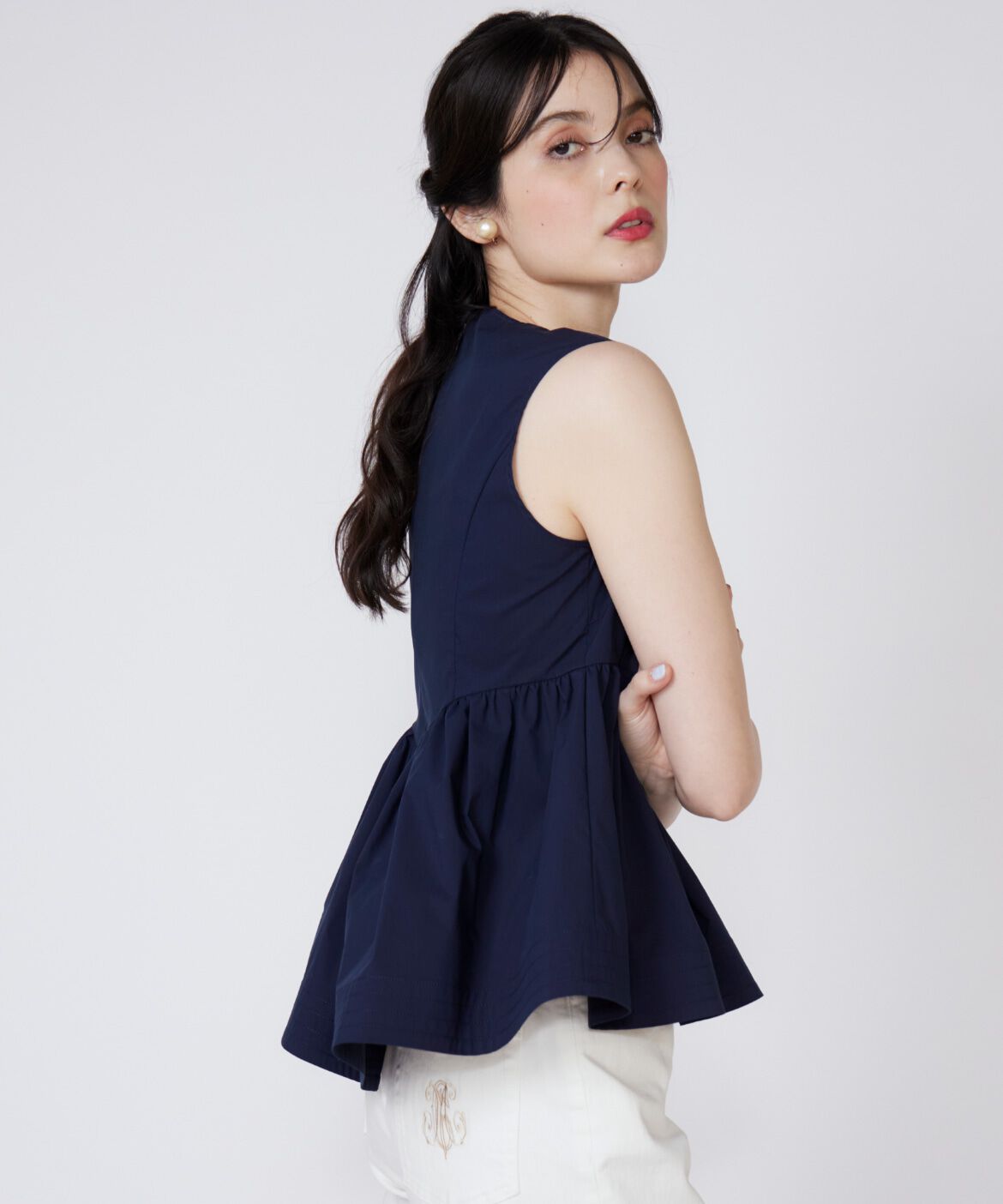 Maglie le cassetto「ペプラムブラウス」|シャツ・ブラウス|ネイビー