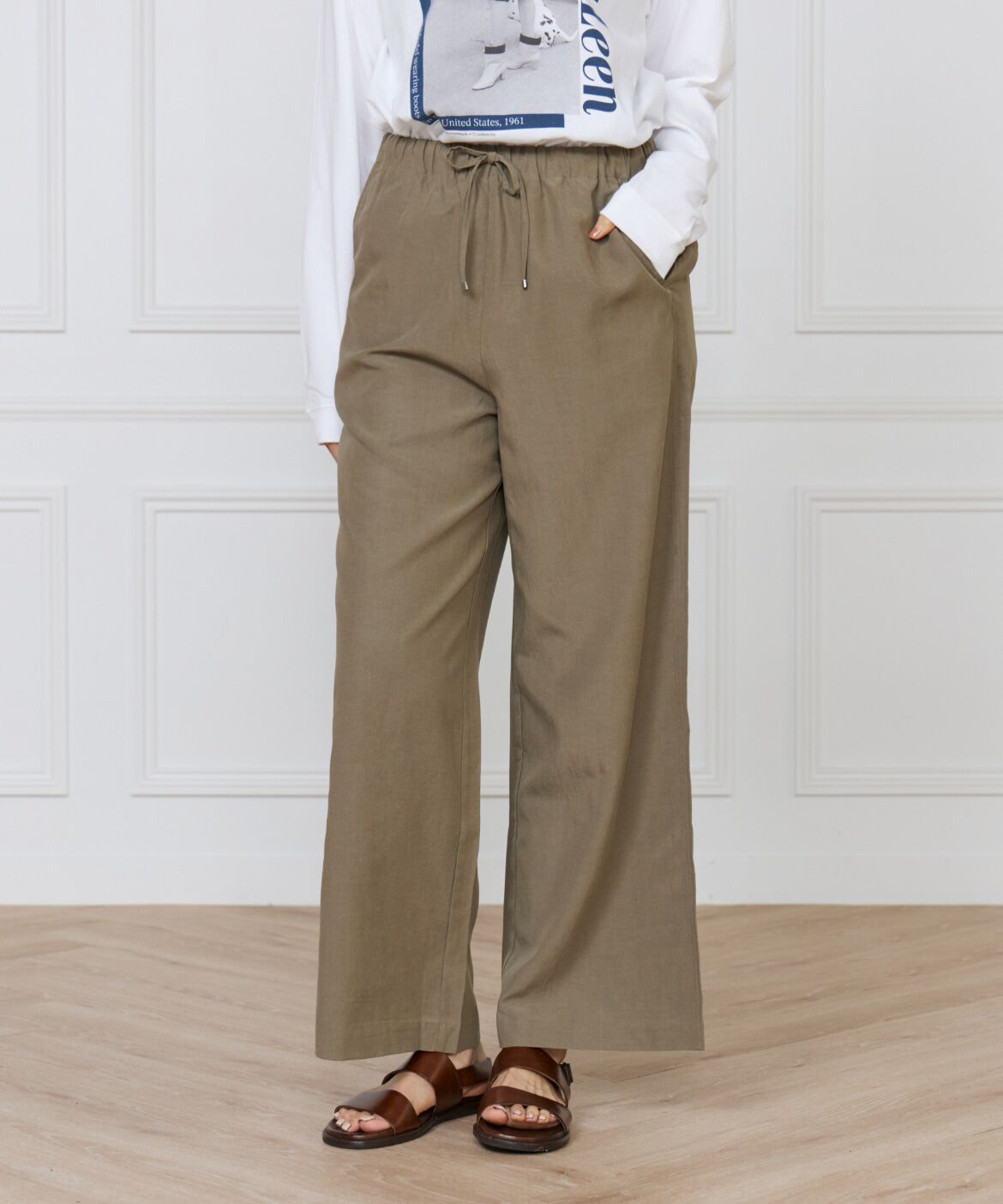 INED「リラックスジャージパンツ」|その他|カーキ3