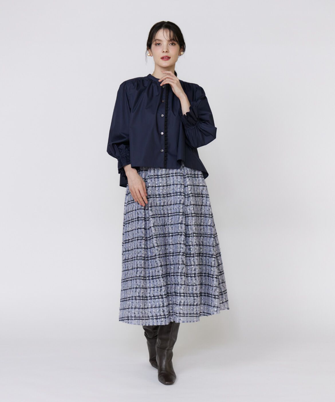 Maglie le cassetto「配色フリルショート丈ブラウス」|シャツ・ブラウス|