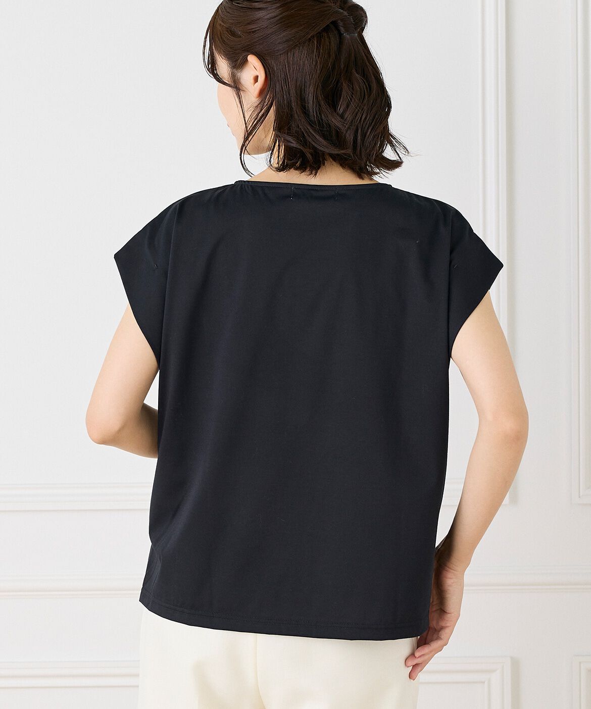 INED「《大きいサイズ》ショートスリーブコクーントップス」|Tシャツ・カットソー|