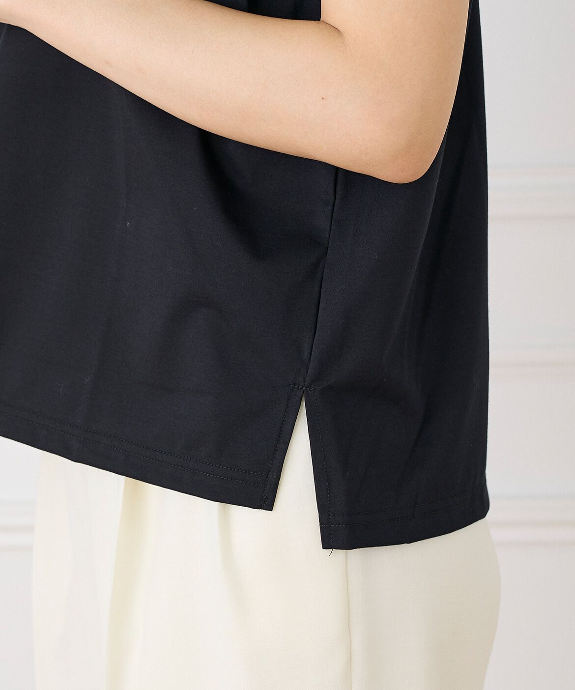 INED「《大きいサイズ》ショートスリーブコクーントップス」|Tシャツ・カットソー|