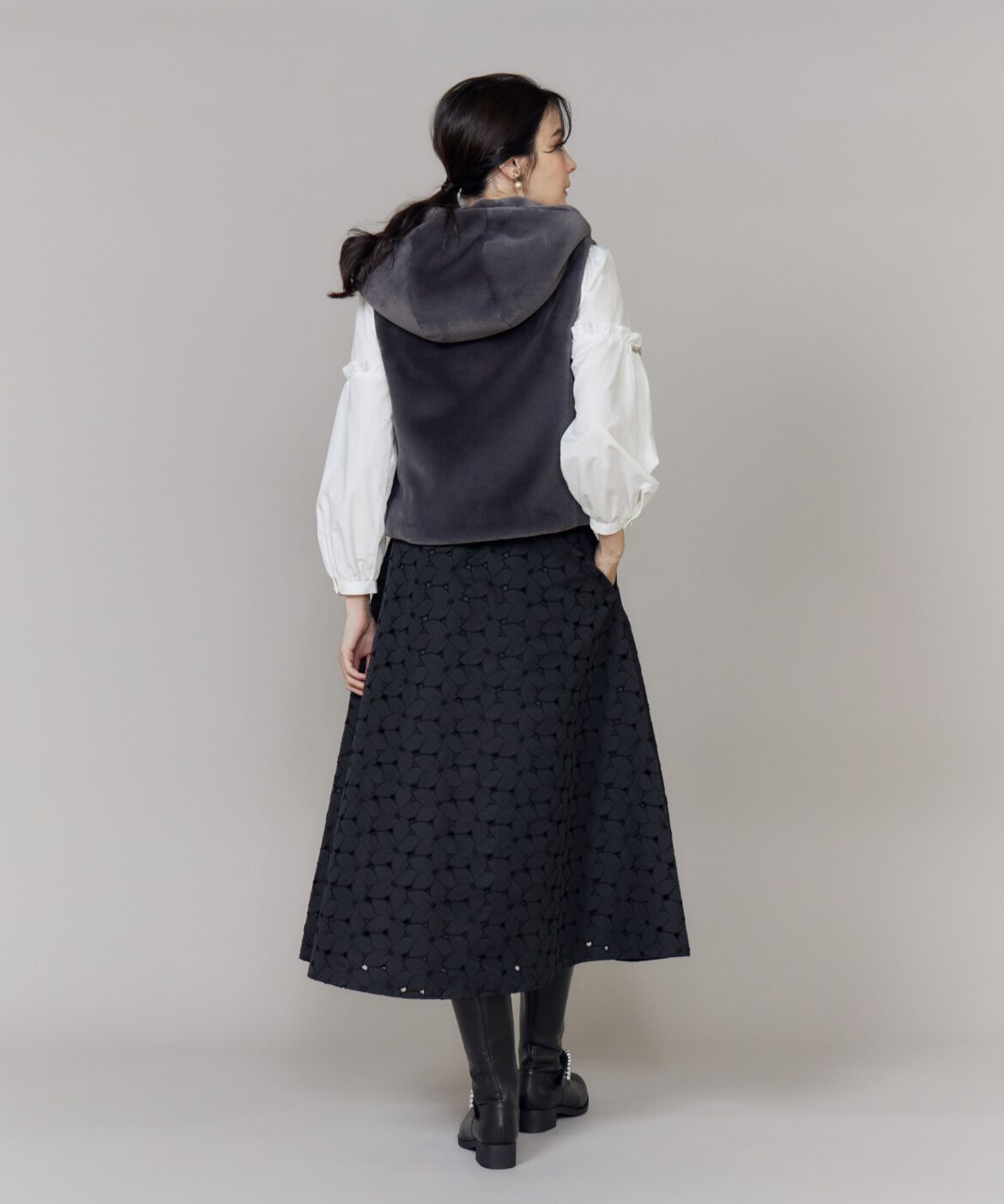 Maglie le cassetto「《大きいサイズ》ふわふわファーフーディジレ《M Maglie le cassetto》」|ダウンベスト・ベスト|