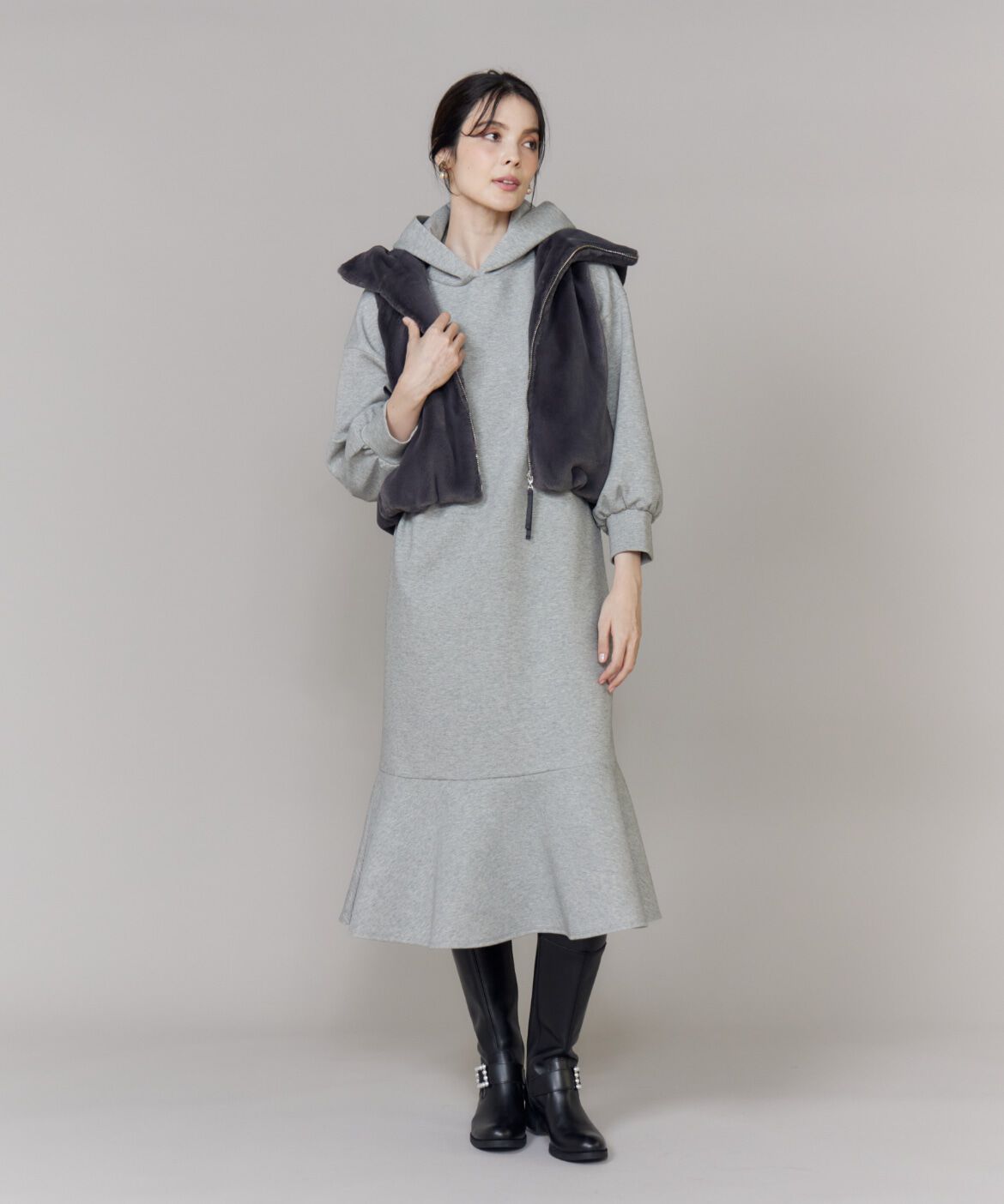 Maglie le cassetto「《大きいサイズ》ふわふわファーフーディジレ《M Maglie le cassetto》」|ダウンベスト・ベスト|