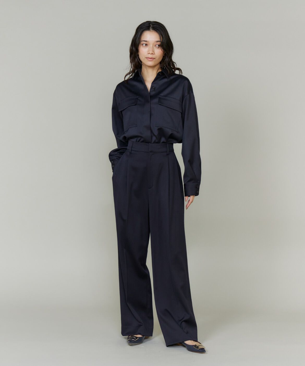 INED「《大きいサイズ》ツータックセミワイドパンツ」|その他|