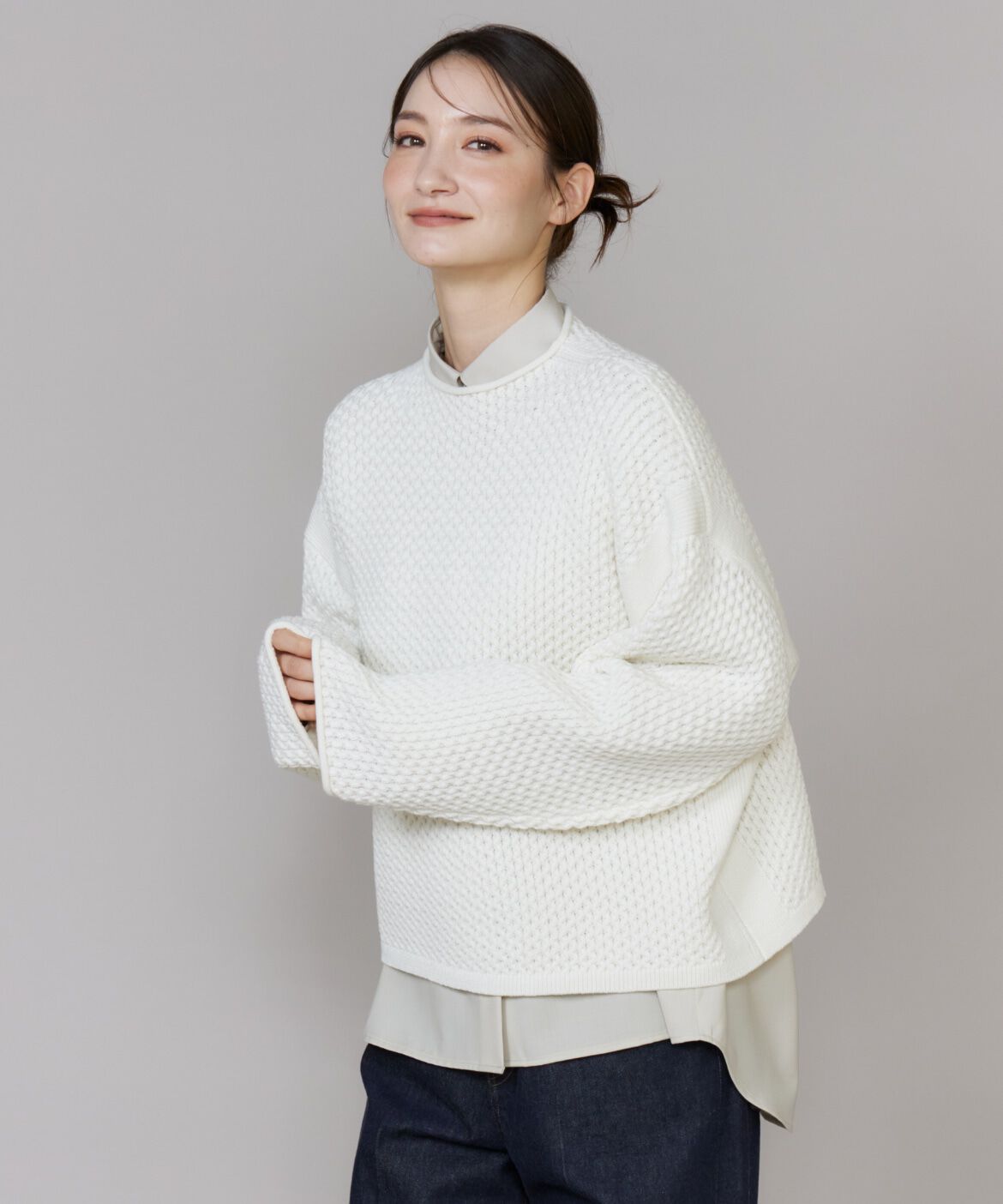 DAY by DAY it&rsquo;s international「ハニカムモックネックプルオーバー」|ニット・セーター|オフホワイト1