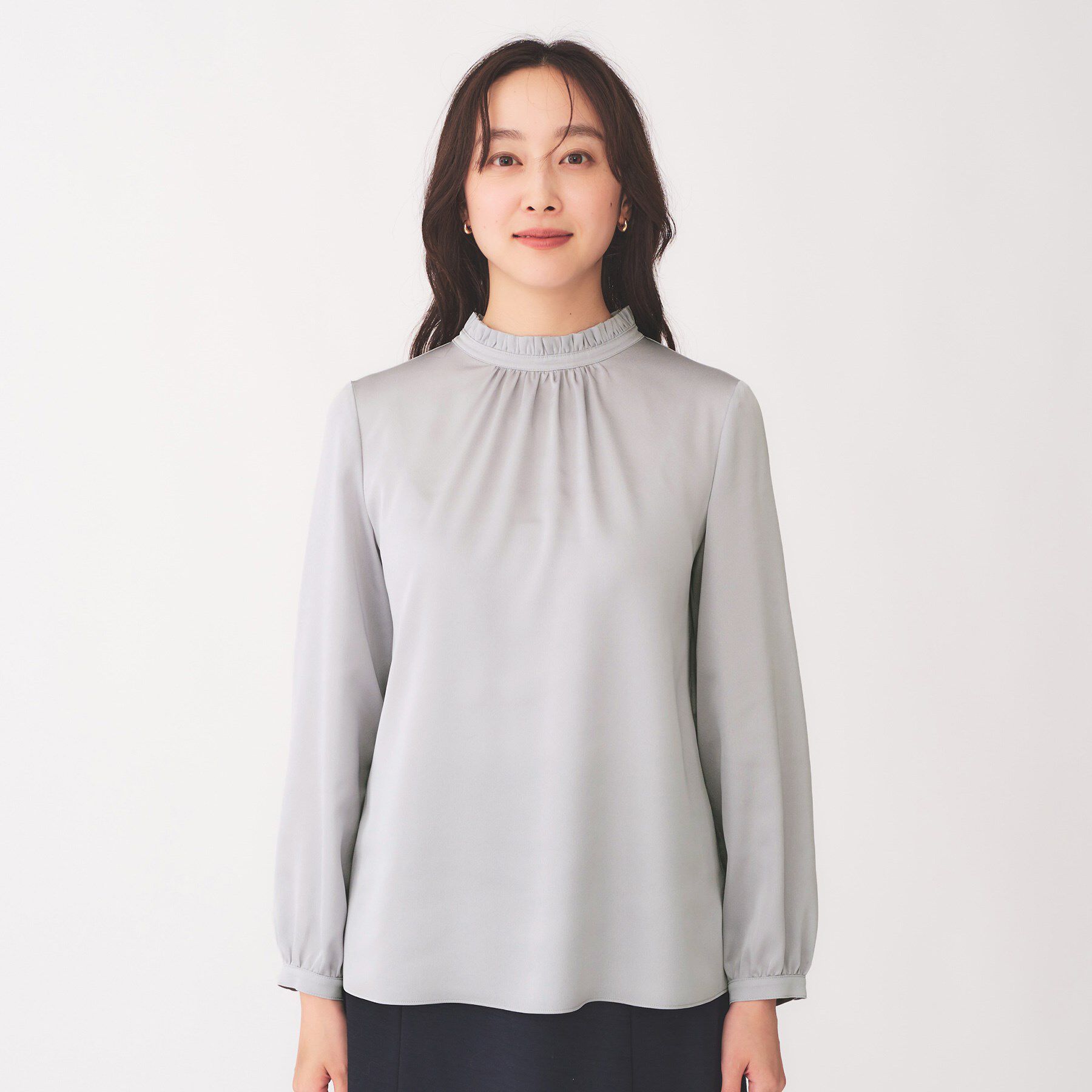 UNTITLED「【通勤】スタンドネック フリルブラウス」|シャツ・ブラウス|
