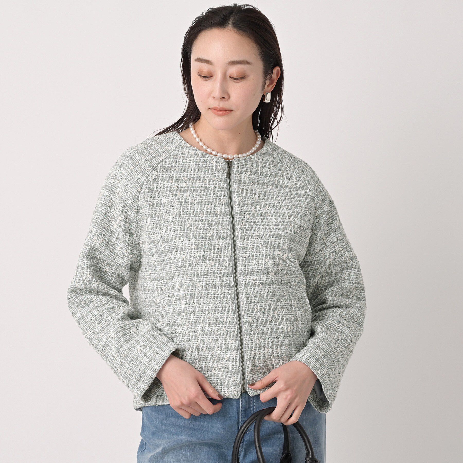 UNTITLED「ツイードジップジャケット」|ブルゾン・スタジャン|