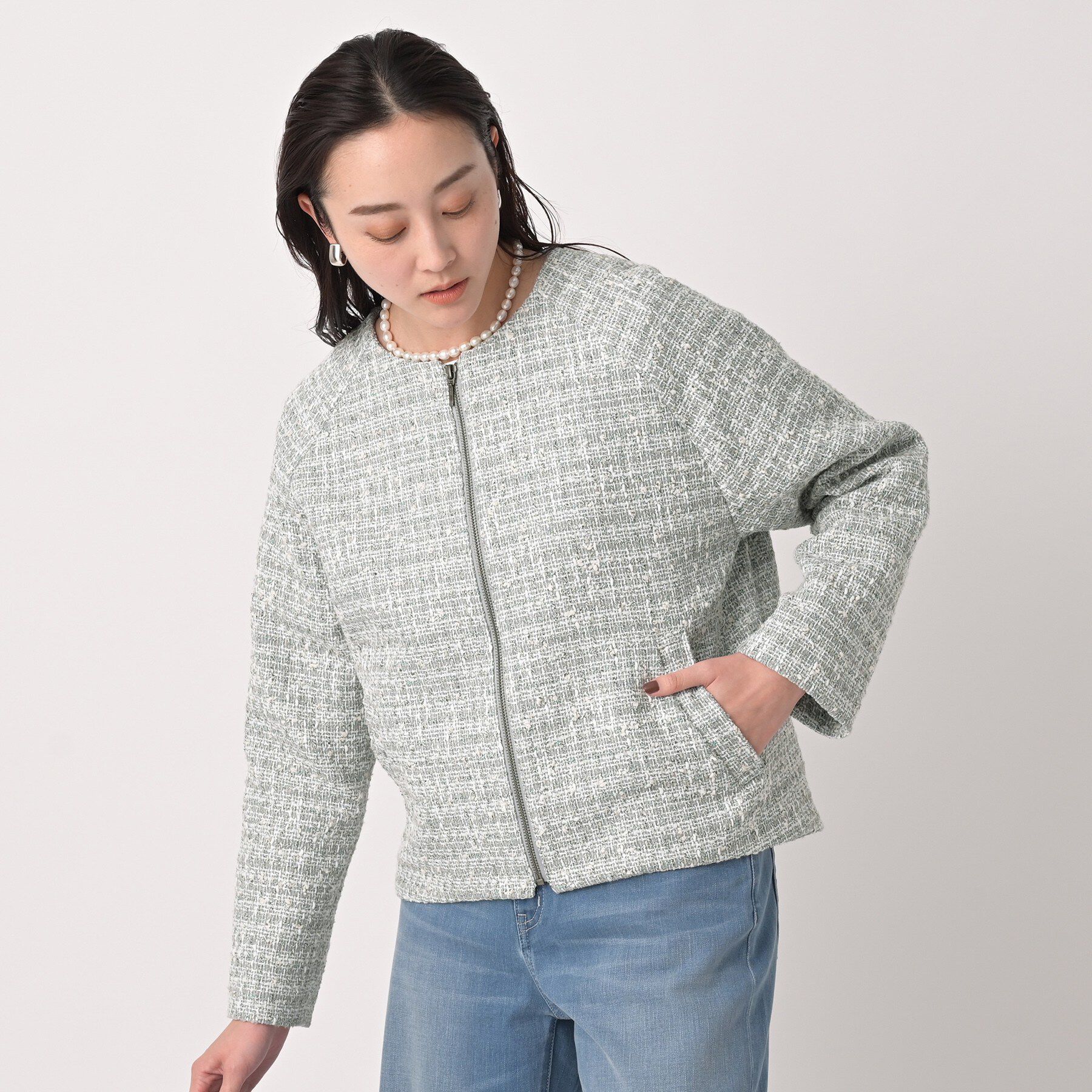 UNTITLED「ツイードジップジャケット」|ブルゾン・スタジャン|