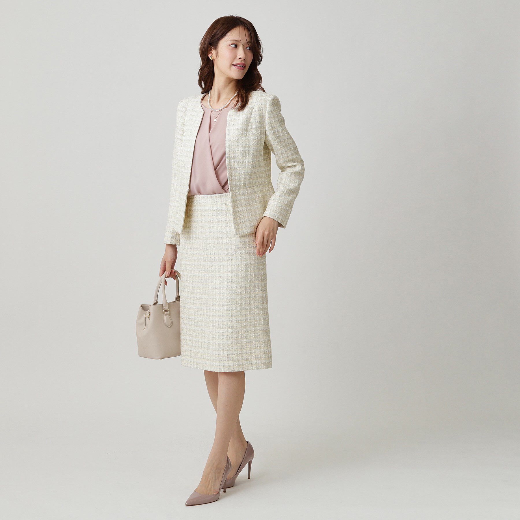 COUP DE CHANCE「【日本製／セットアップ可】ファンシーツィードのノーカラージャケット」|ノーカラージャケット|