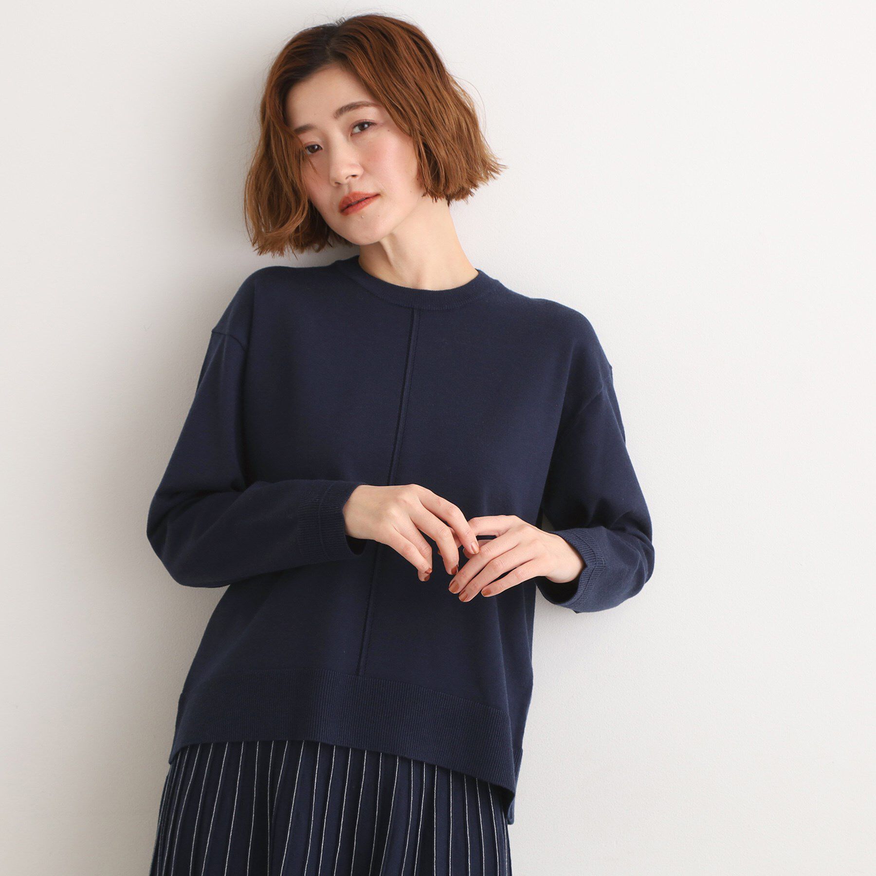 grove「【SETUP可能】冬から春まで心地よく　タック編みオーバーサイズニット」|ニット・セーター|