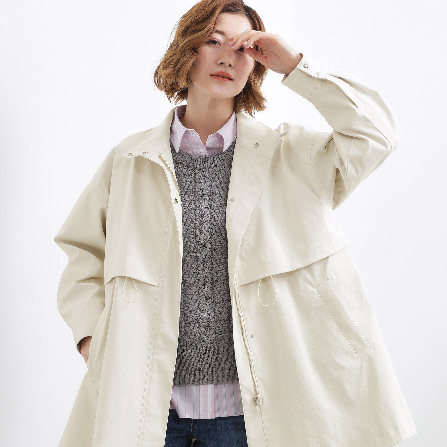 grove「【撥水／シルエット2WAY】羽織るだけでサマになる、スタンドネックテントラインコート」|その他|