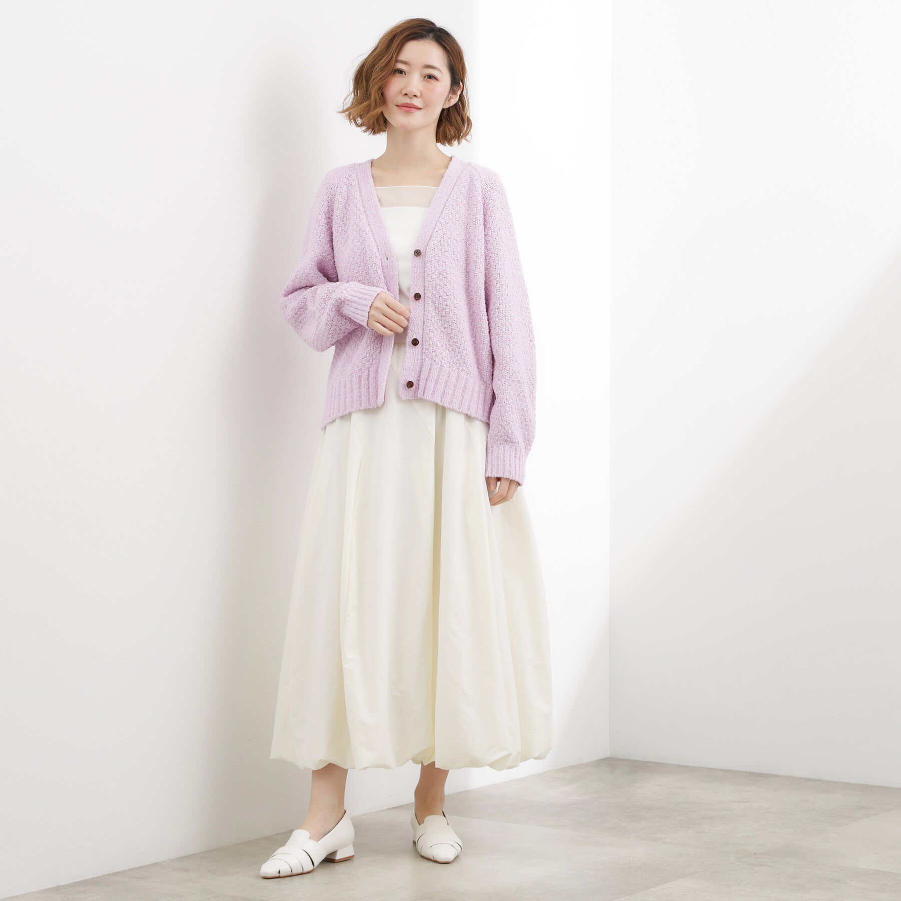 grove「コットン混バスケットVネックカーディガン」|カーディガン|