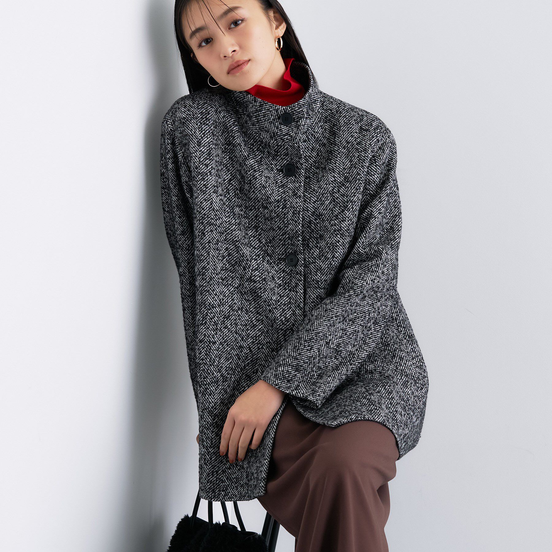 INDIVI「【日本製／ミドル丈】スタンドカラーミドルコート」|その他|