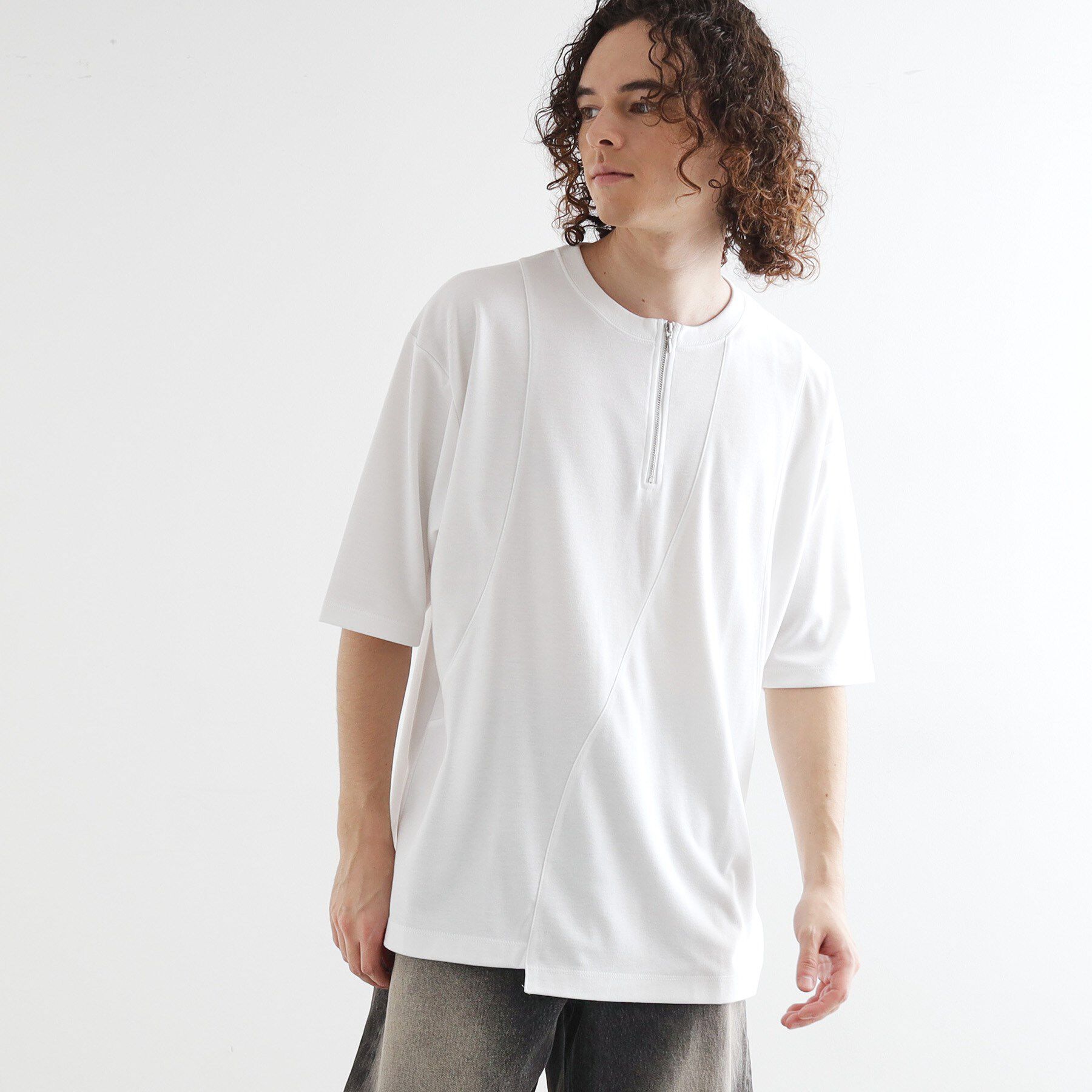 tk.TAKEO KIKUCHI「ウェーブ切替ジップTシャツ」|Tシャツ・カットソー|