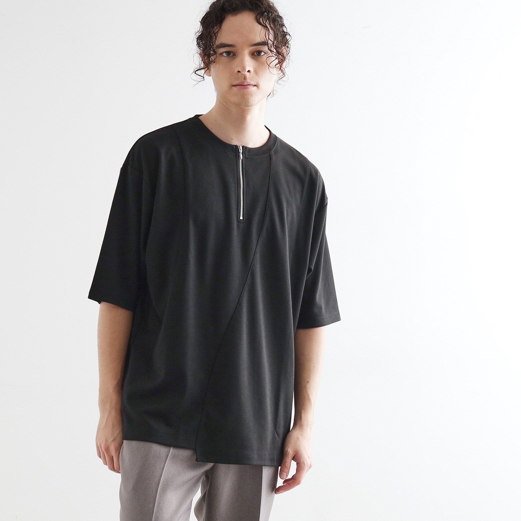 tk.TAKEO KIKUCHI「ウェーブ切替ジップTシャツ」|Tシャツ・カットソー|