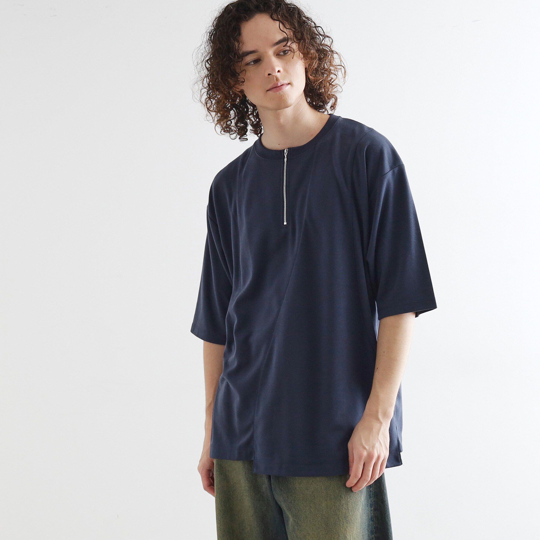 tk.TAKEO KIKUCHI「ウェーブ切替ジップTシャツ」|Tシャツ・カットソー|