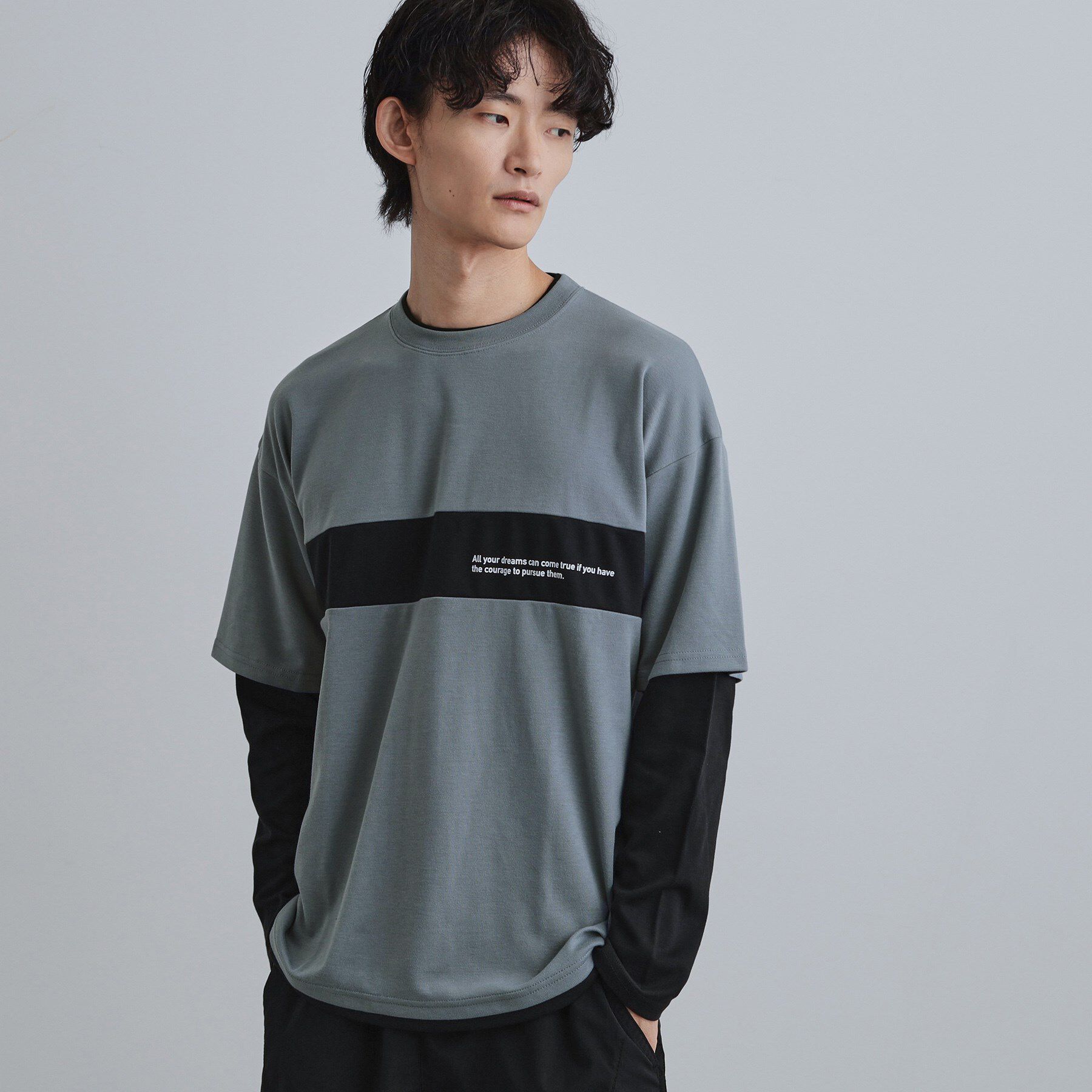 tk.TAKEO KIKUCHI「フェイクレイヤードカットソー」|Tシャツ・カットソー|ブルーグリーン(09