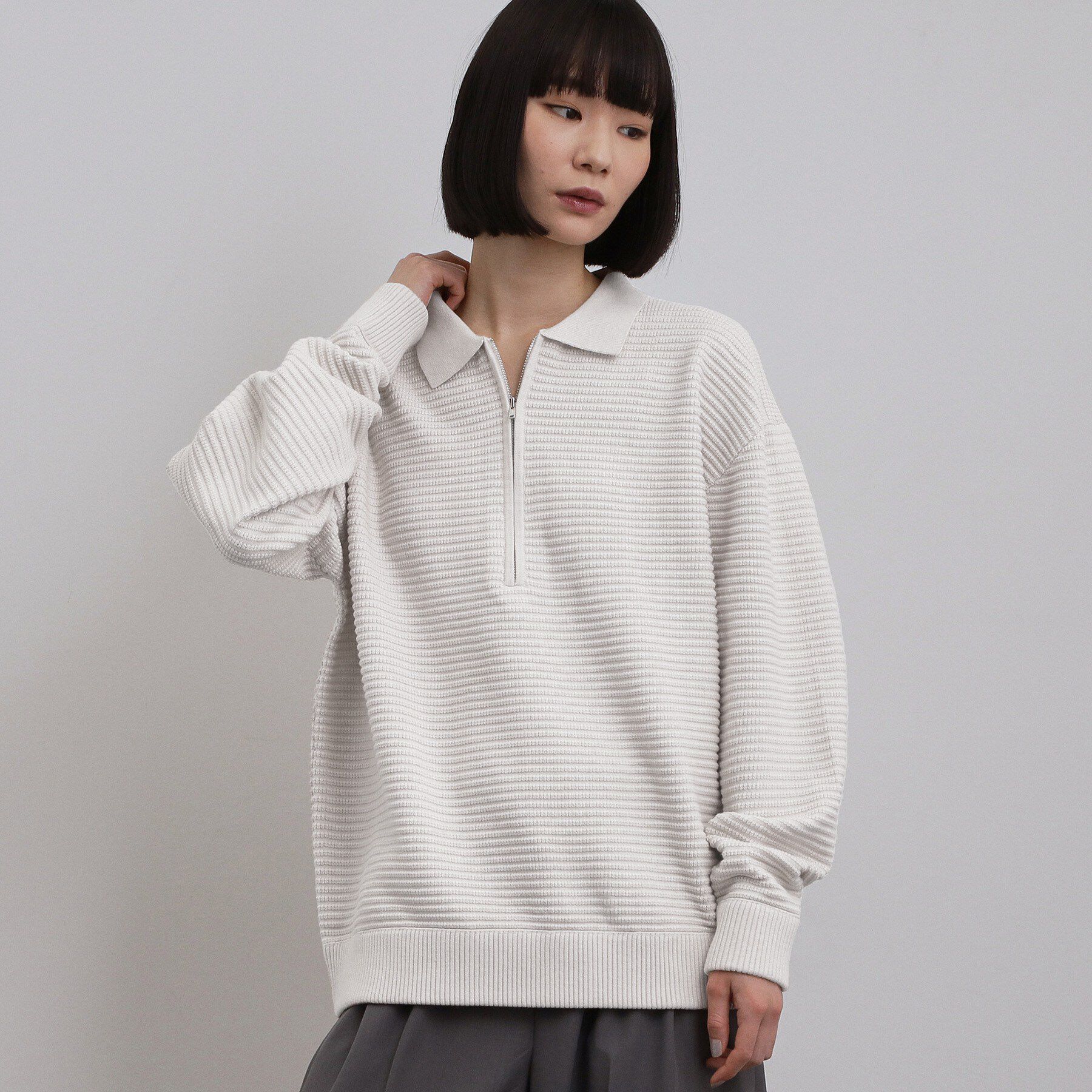 tk.TAKEO KIKUCHI「ハーフジップニットポロシャツ」|ニット・セーター|