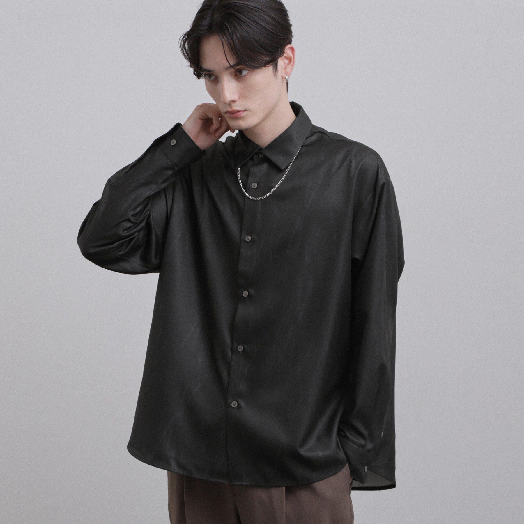 tk.TAKEO KIKUCHI「【ネックレス付き】プリントシャツ」|シャツ・ブラウス|ブラック(019)