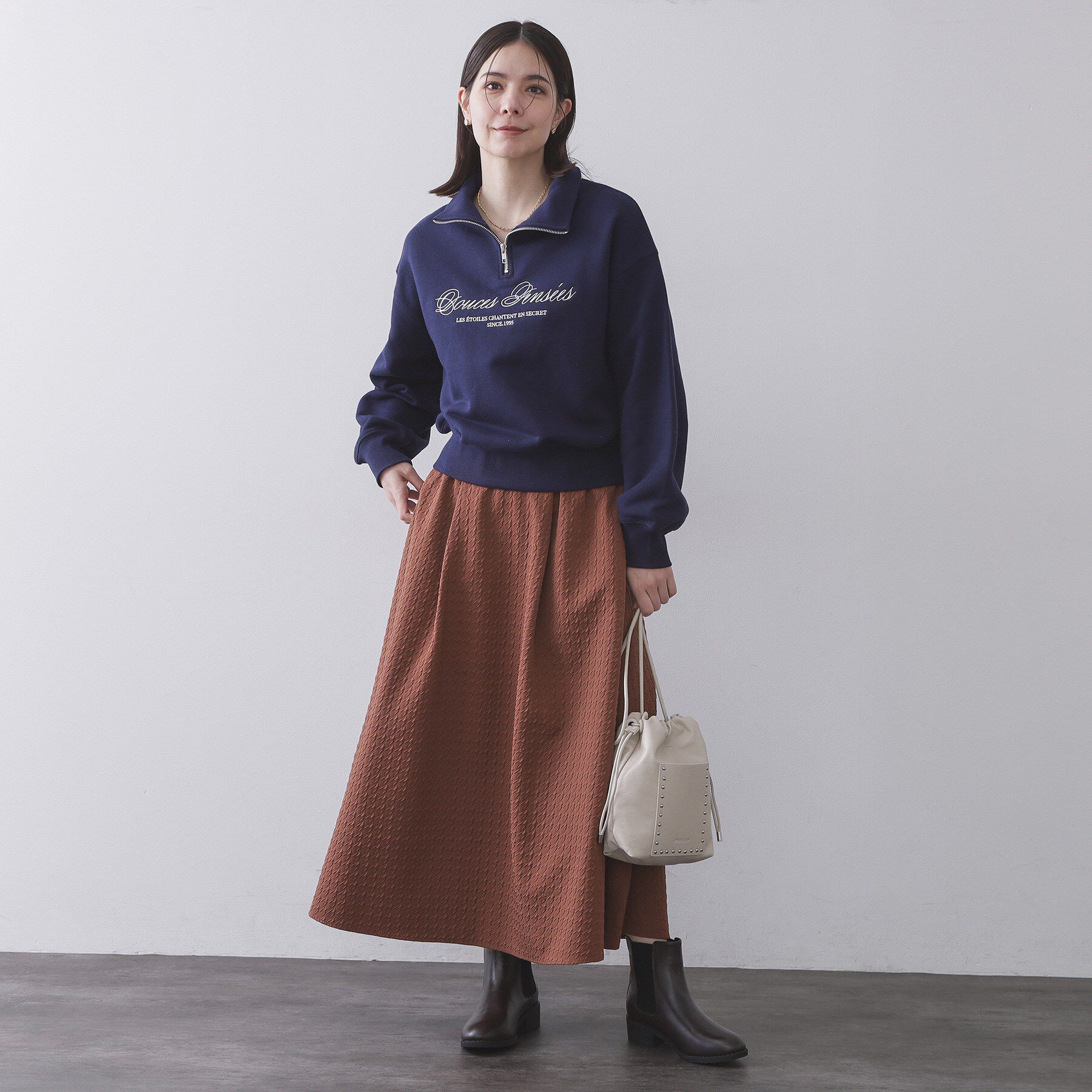 OPAQUE.CLIP「ハーフZIPロゴ刺繍裏毛【洗濯機OK】」|パーカー|