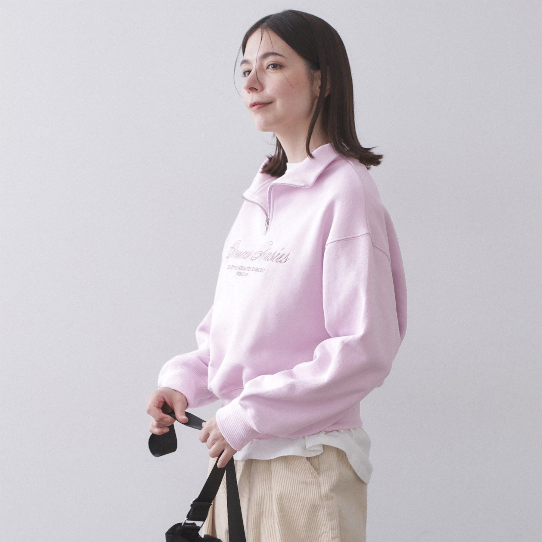 OPAQUE.CLIP「ハーフZIPロゴ刺繍裏毛【洗濯機OK】」|パーカー|