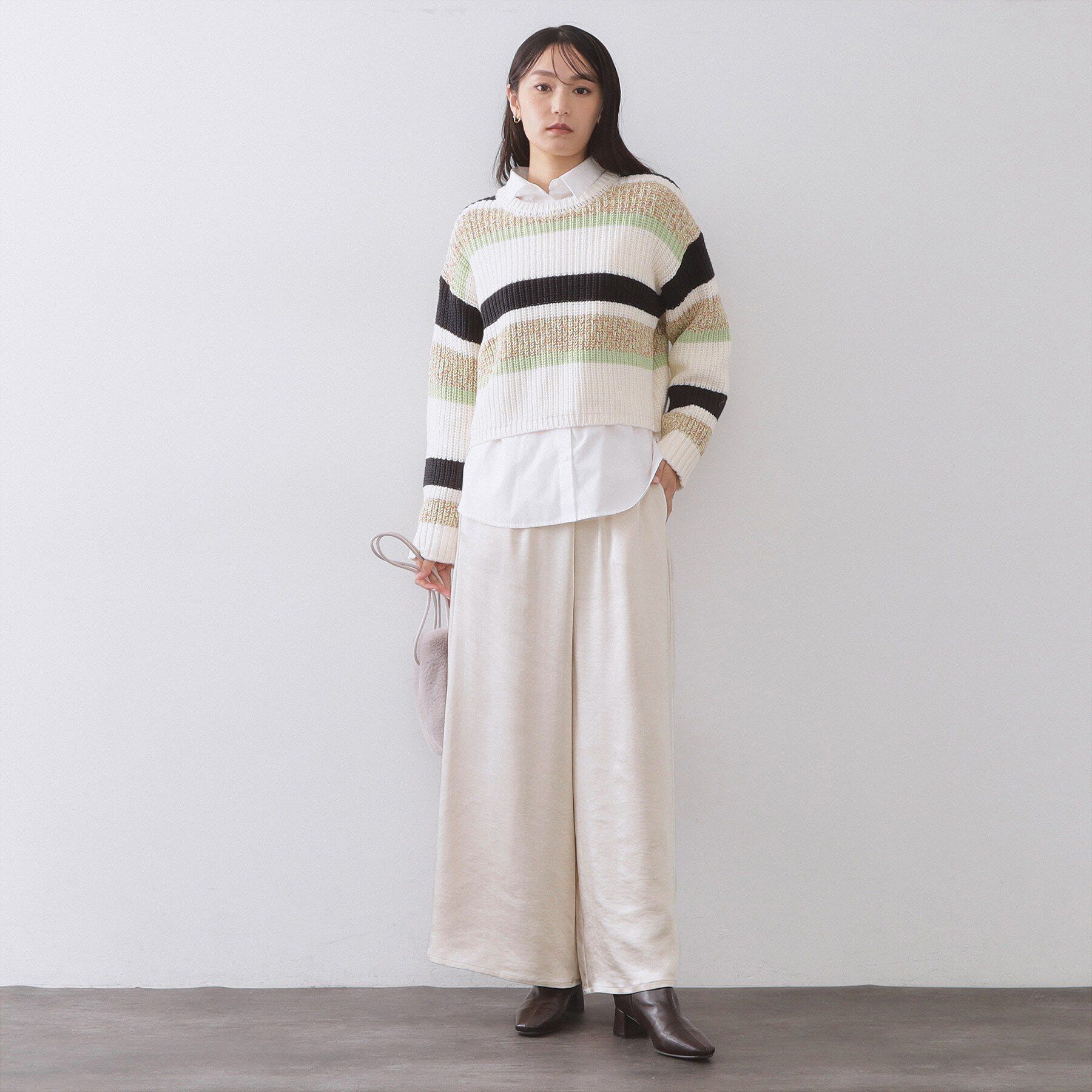 OPAQUE.CLIP「サテンイージーワイドパンツ【洗濯機OK】」|その他|