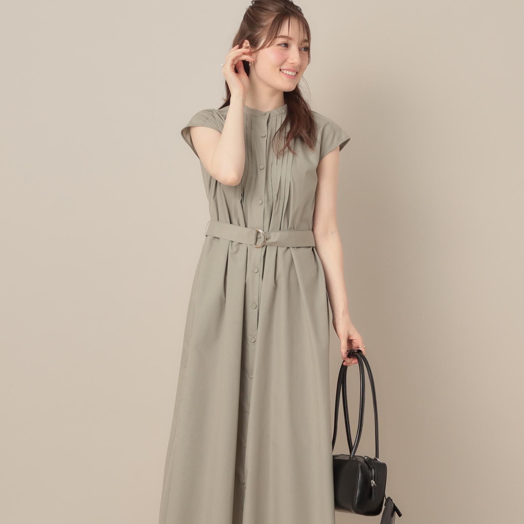 Couture broach「【Aライン・細見え】フロントタックシャツワンピース」|ワンピース|